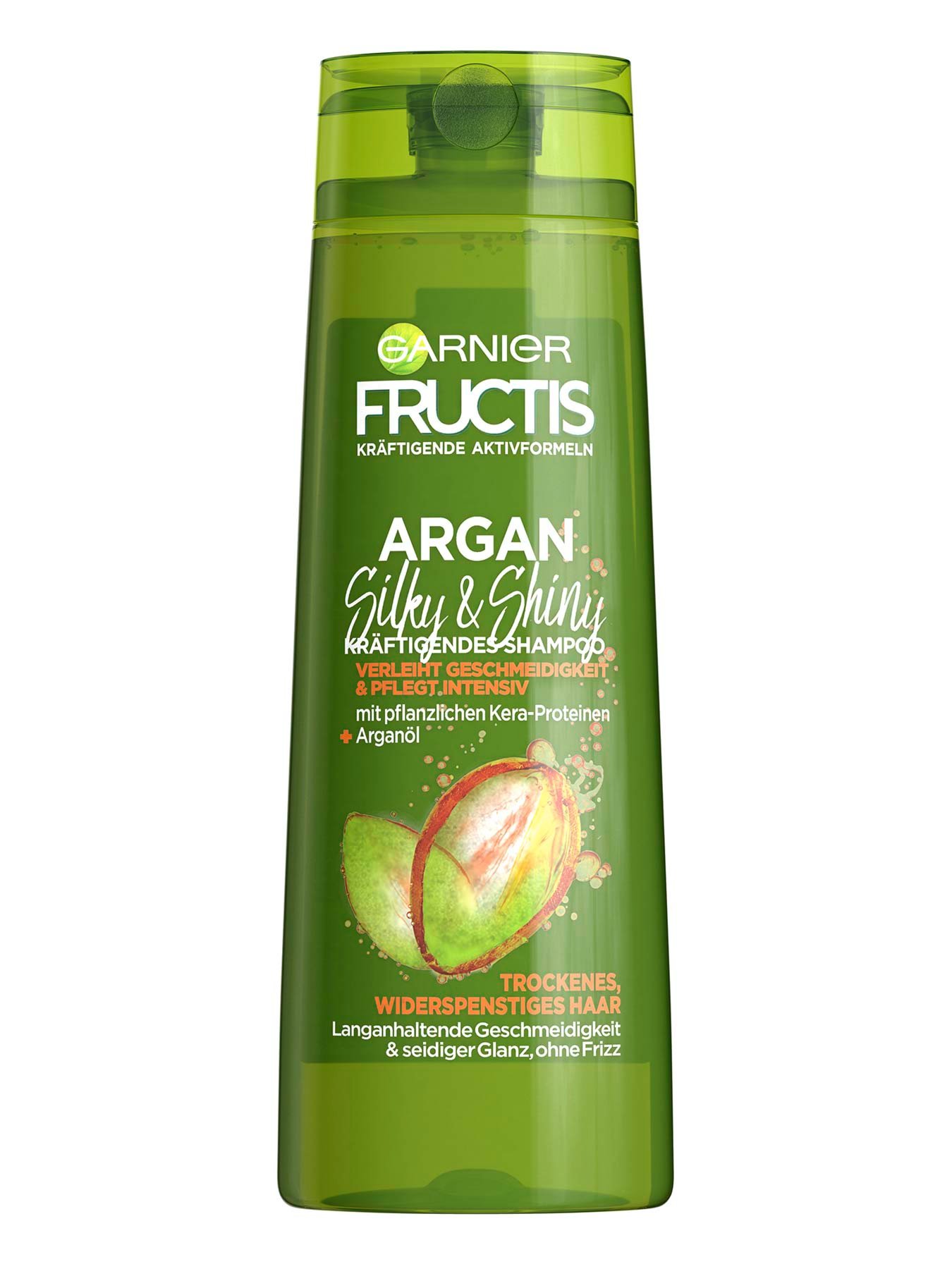 Silky-And-Shiny-Kraeftigendes-Shampoo-Fructis-Arganoel-300ml-Vorderseite-Garnier-Deutschland-gross